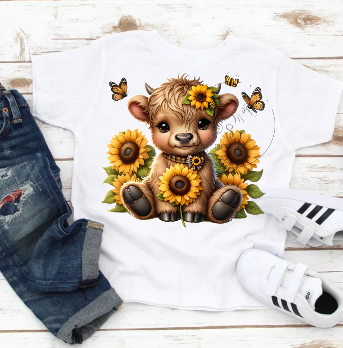 D39 DTF TRANSFERS | Cow Sunflowers