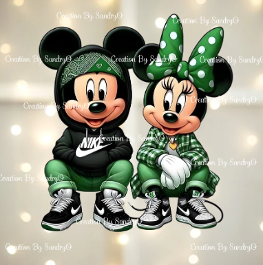 D136 TRANSFERS | Mickey Mouse and Minnie Mouse | Green