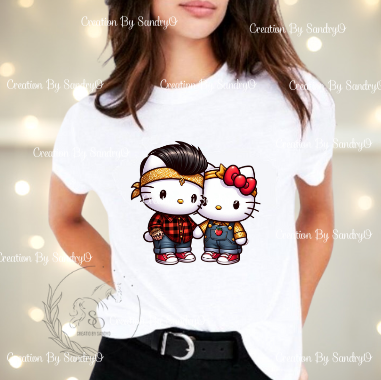 D121 Hello Kitty | Cute Kitten Couple | DTF Transfers | DTF