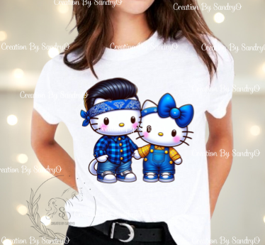 D131 Hello Kitty | Cute Kitten Couple | DTF Transfers | DTF
