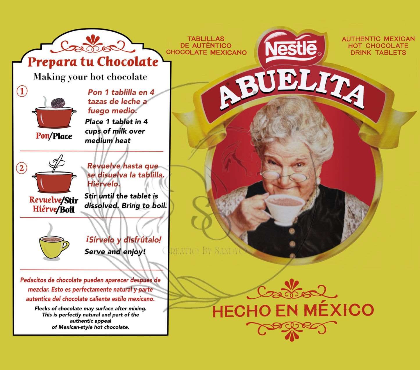 T456 Transfers De Sublimacion Chocolate Abuelita