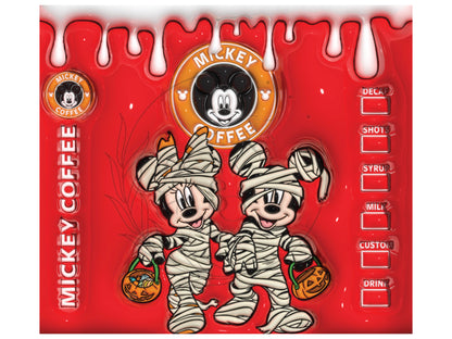 T139 Sublimation Transfer Minnie and Micky halloween red