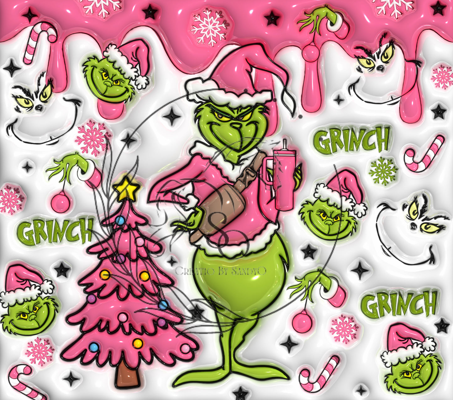 T467 Pink Grinch Sublimation Transfers