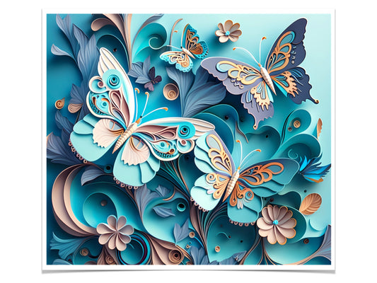 T75 Blue Butterfly 3D Sublimation Transfer