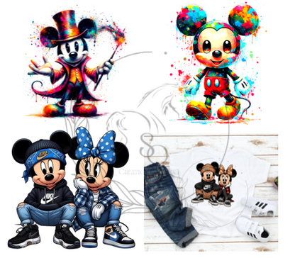 C1 Paquete de 4 Imagenes de DTF | Mickey Mouse