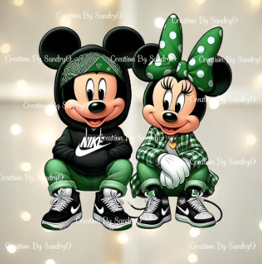 D136 TRANSFERS | Micky Mouse and Minnie Mouse | Verde