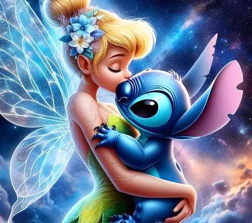 T608 Transfer Para Sublimacion | Stitch y Tinker Bell