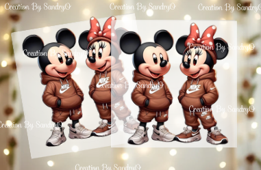 D123 Diseño de Micky Mouse and Minnie Mouse | DTF Transfers | DTF