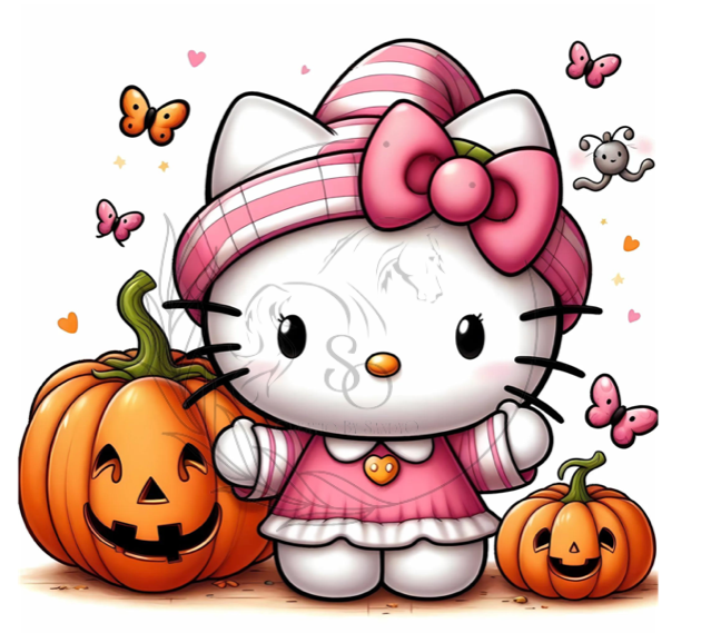 T785 Transfer Para Sublimacion | Hello Kitty Halloween