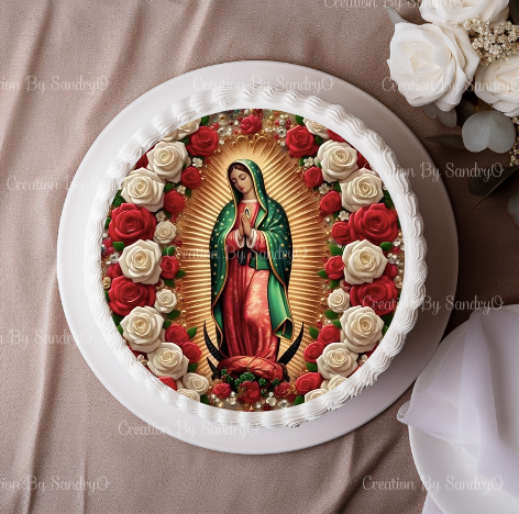 S23 | Decoración Comestible para tortas | Fiesta | VIRGEN DE GUADALUPE